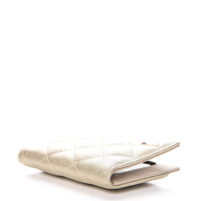 Chanel Metallic Caviar Quilted Card Holder Wallet Gold 4 of 8