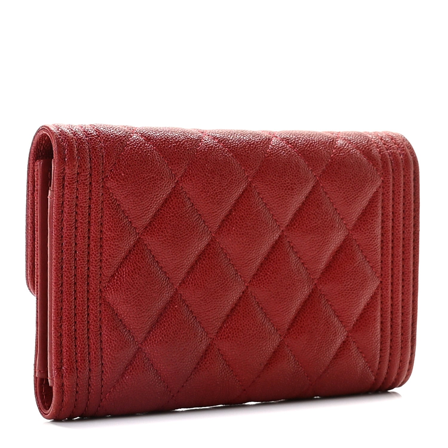Chanel Caviar Quilted Medium Boy Flap Wallet Burgundy 3 of 8