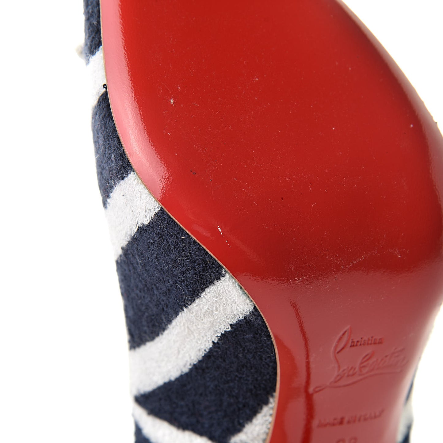 Sponge Fabric Shiny Nappa Decollete Spa 100 Pumps 38 Navy White