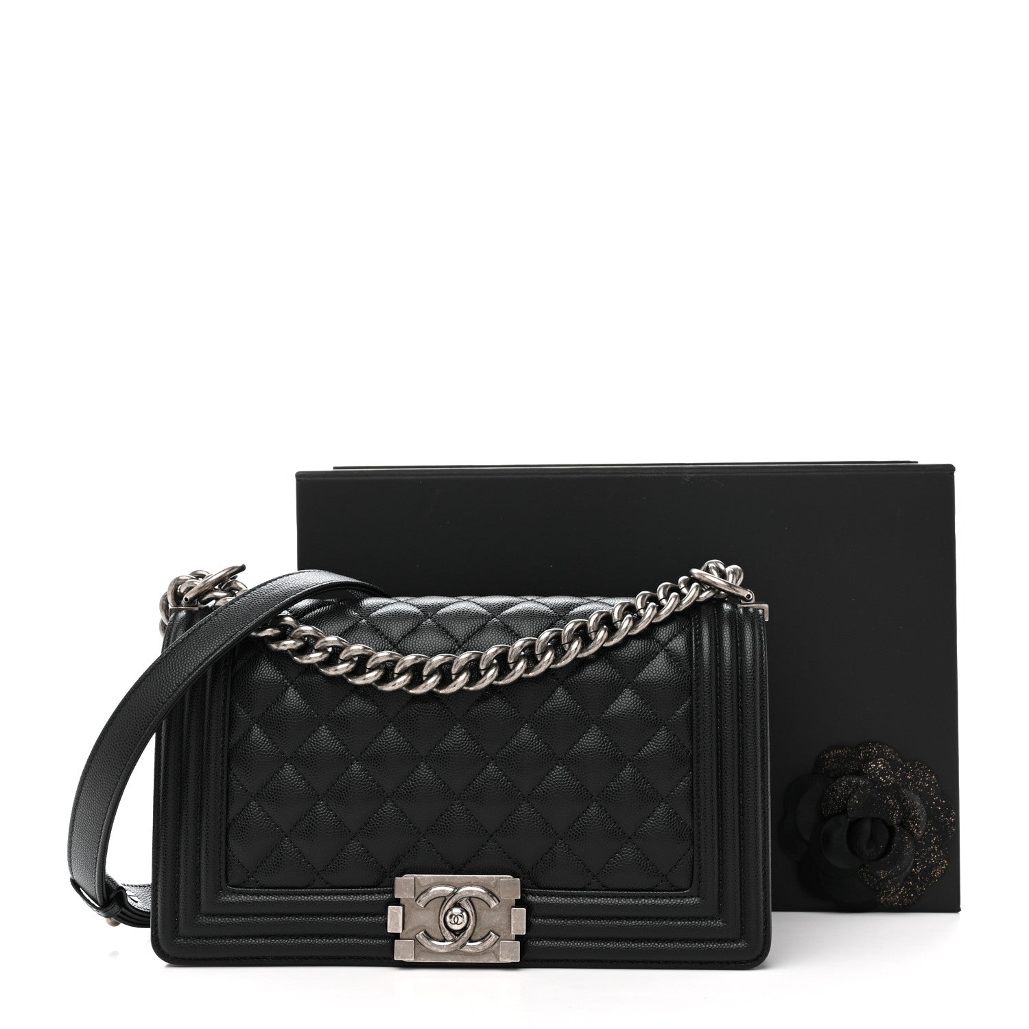 Chanel Caviar Quilted Medium Boy Flap Black 10 of 10