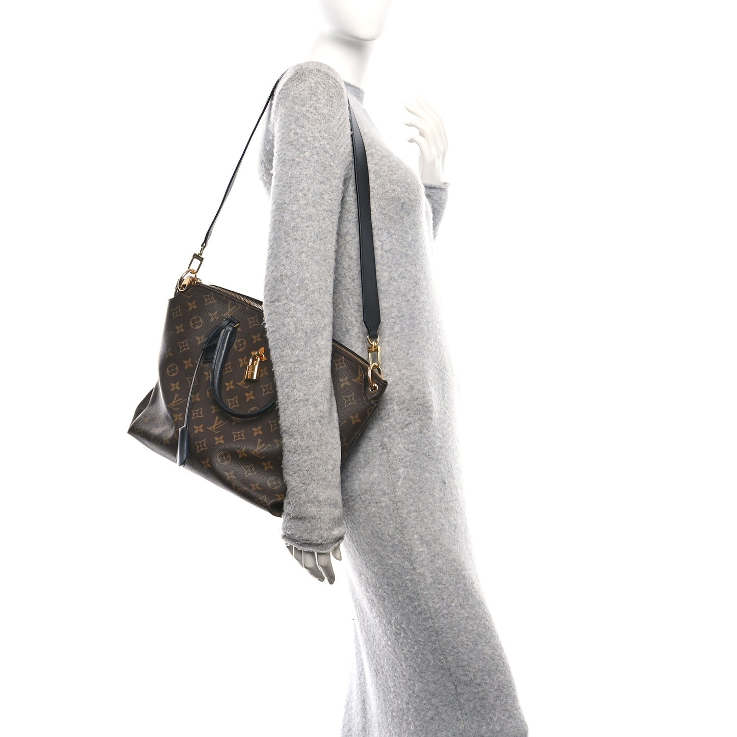 Monogram Flower Zipped Tote MM Black