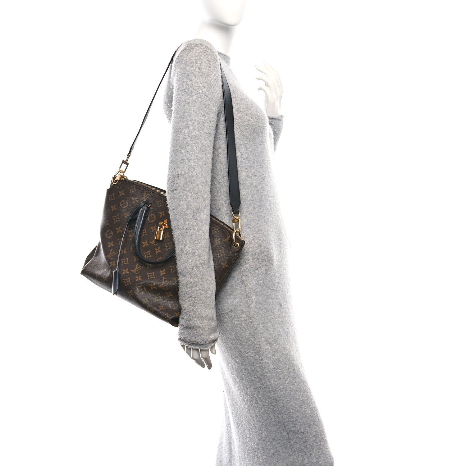 Louis Vuitton Monogram Flower Zipped Tote MM Black 2 of 9
