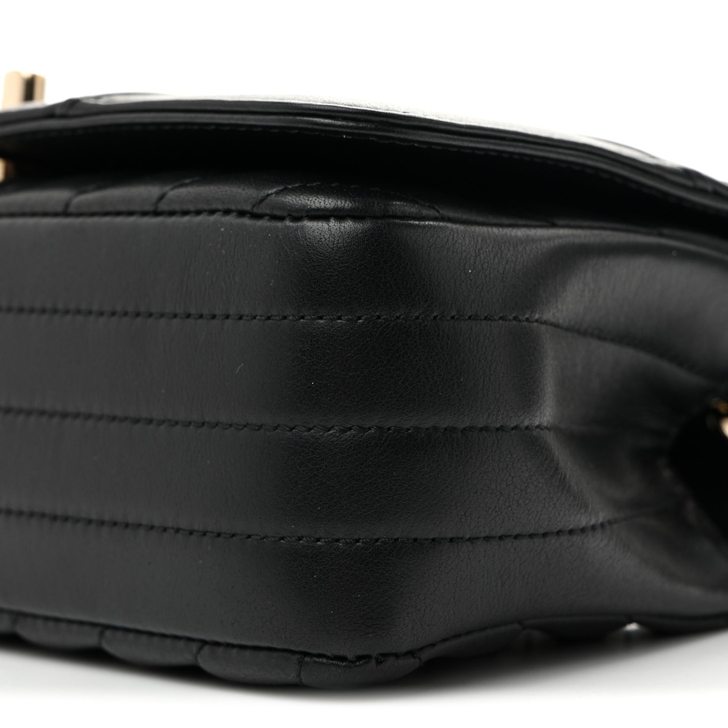 Calfskin Chevron Quilted Mini Statement Flap Black