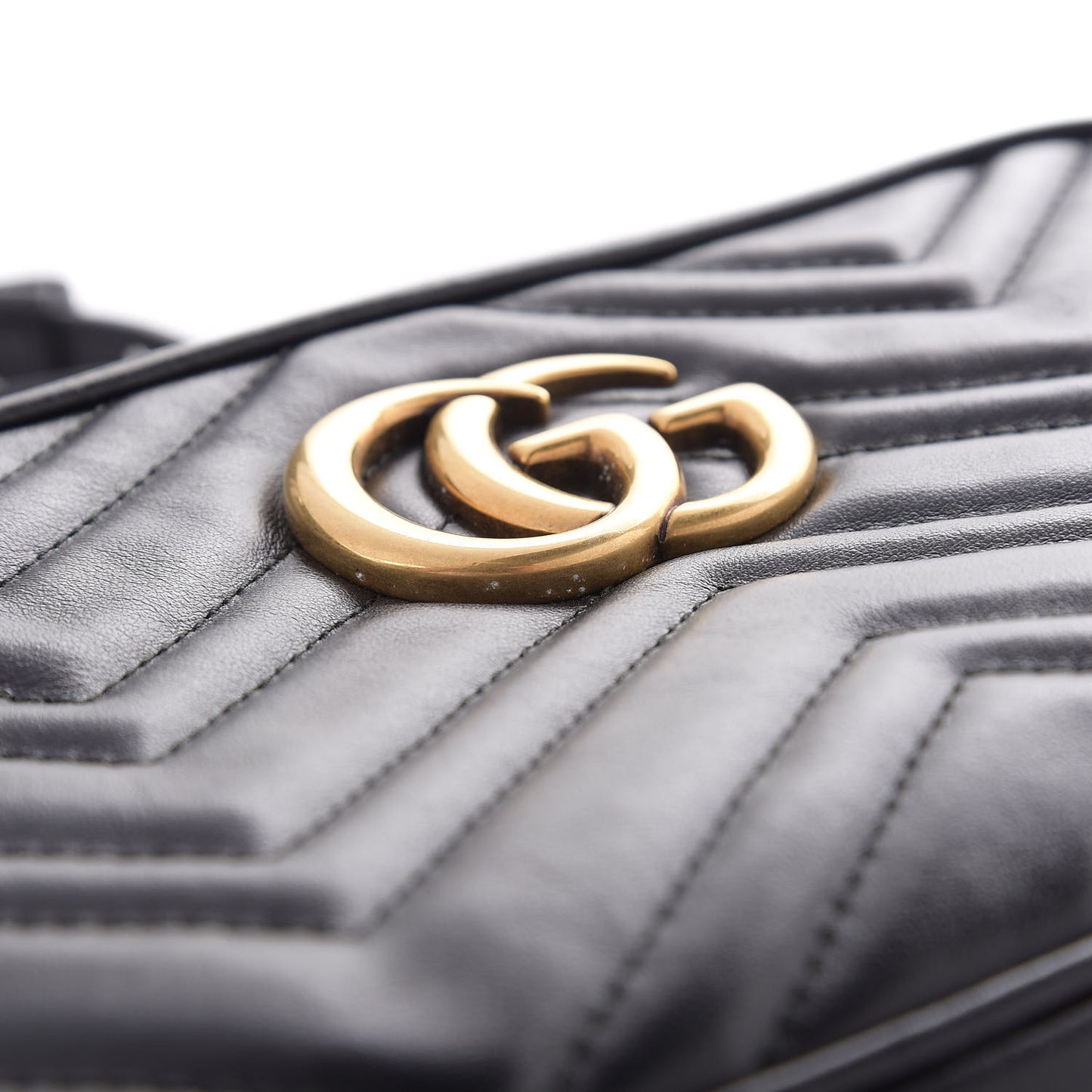 Calfskin Matelasse Small GG Marmont Chain Shoulder Bag Black