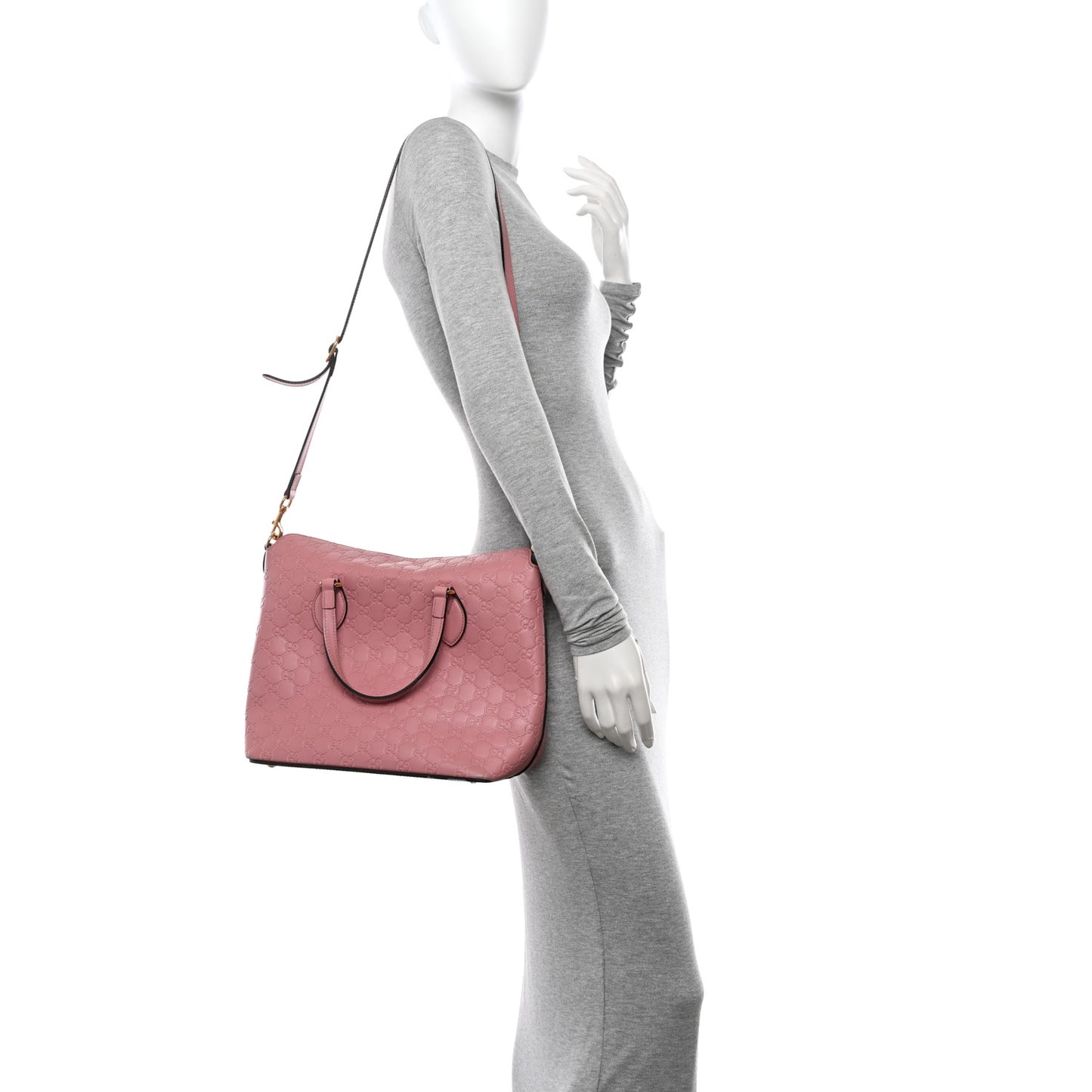 Guccissima Signature Linea A Foldover Tote Rose Baby Candy