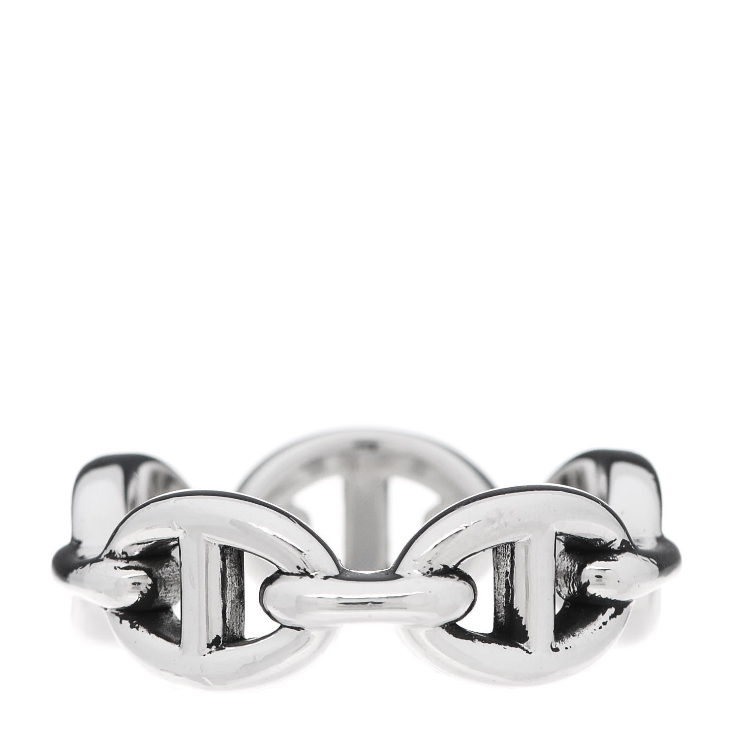 Hermes Sterling Silver PM Chaine d'Ancre Enchainee Band Ring 53 6.5 3 of 8