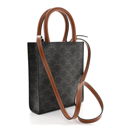 Celine Triomphe Canvas Calfskin Mini Vertical Cabas Tan 3 of 9