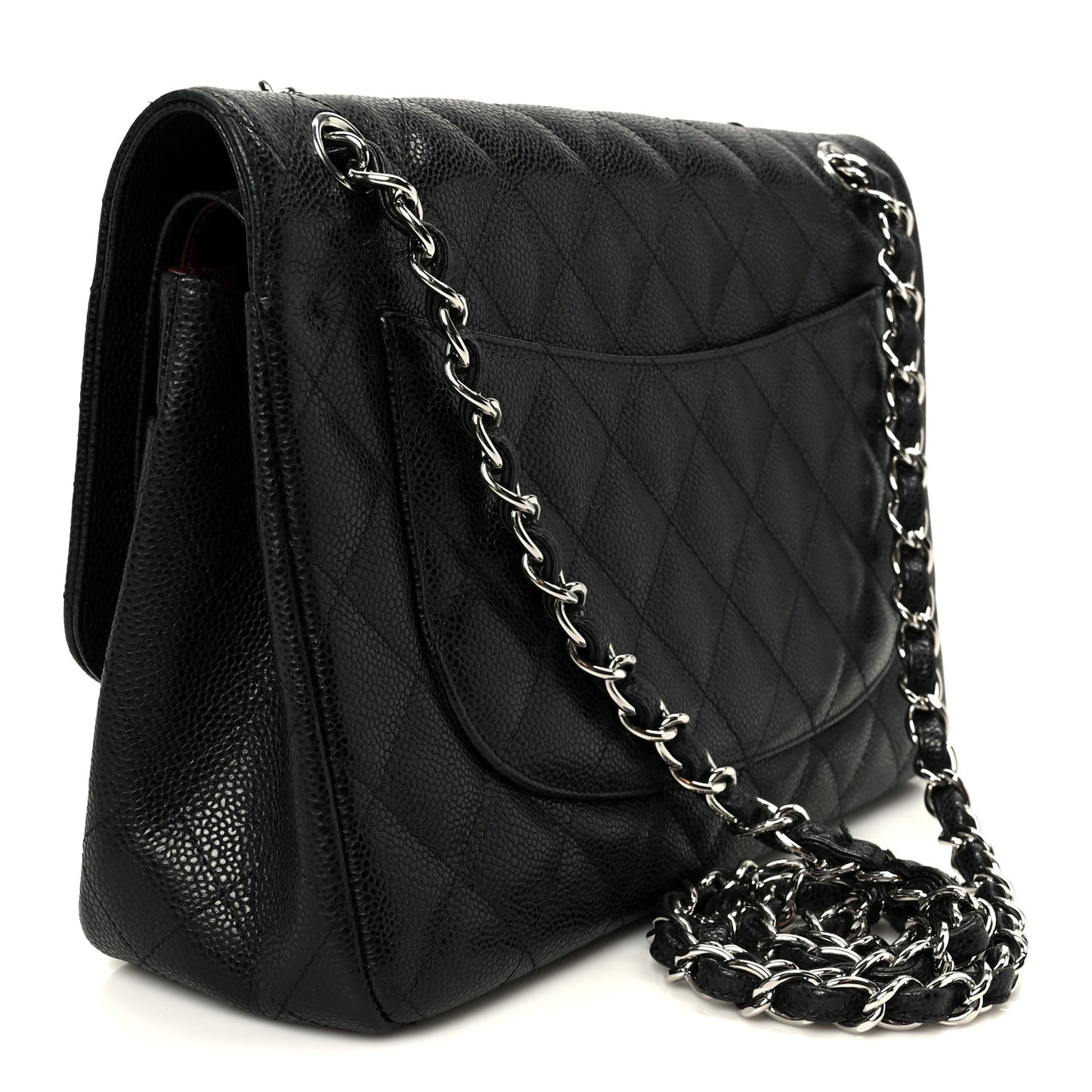 Caviar Quilted Jumbo Double Flap Black