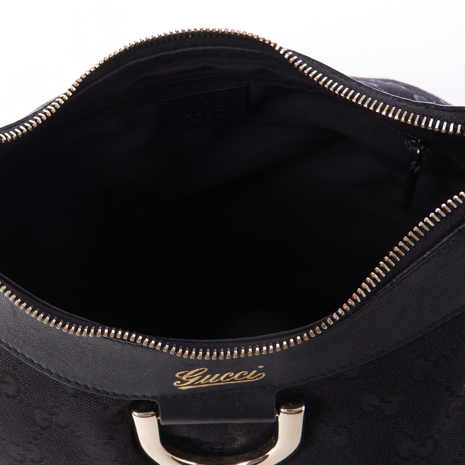 Gucci Monogram Medium D Gold Ring Hobo Black 4 of 9