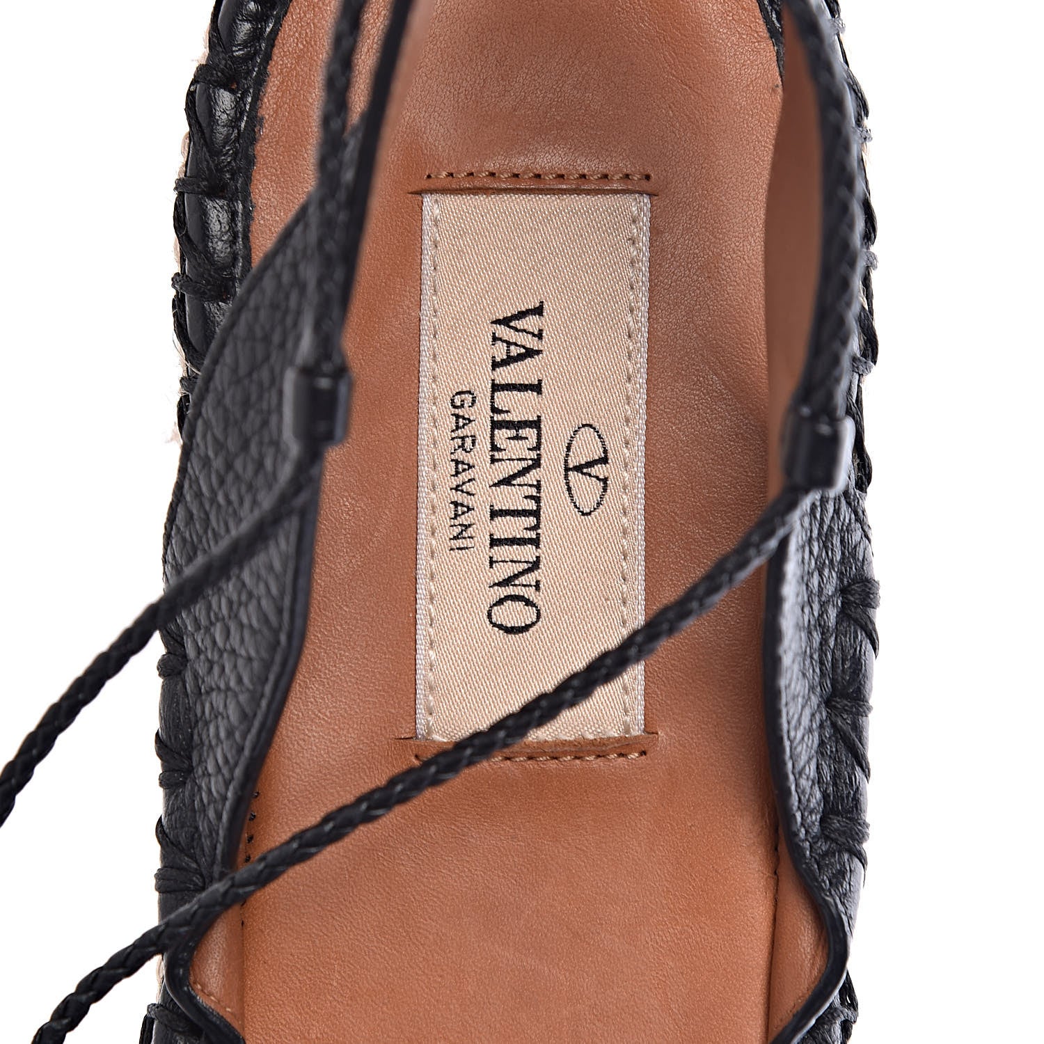 Valentino Garavani Grained Calfskin Turquoise Embellished Espadrilles 37 Black 9 of 9