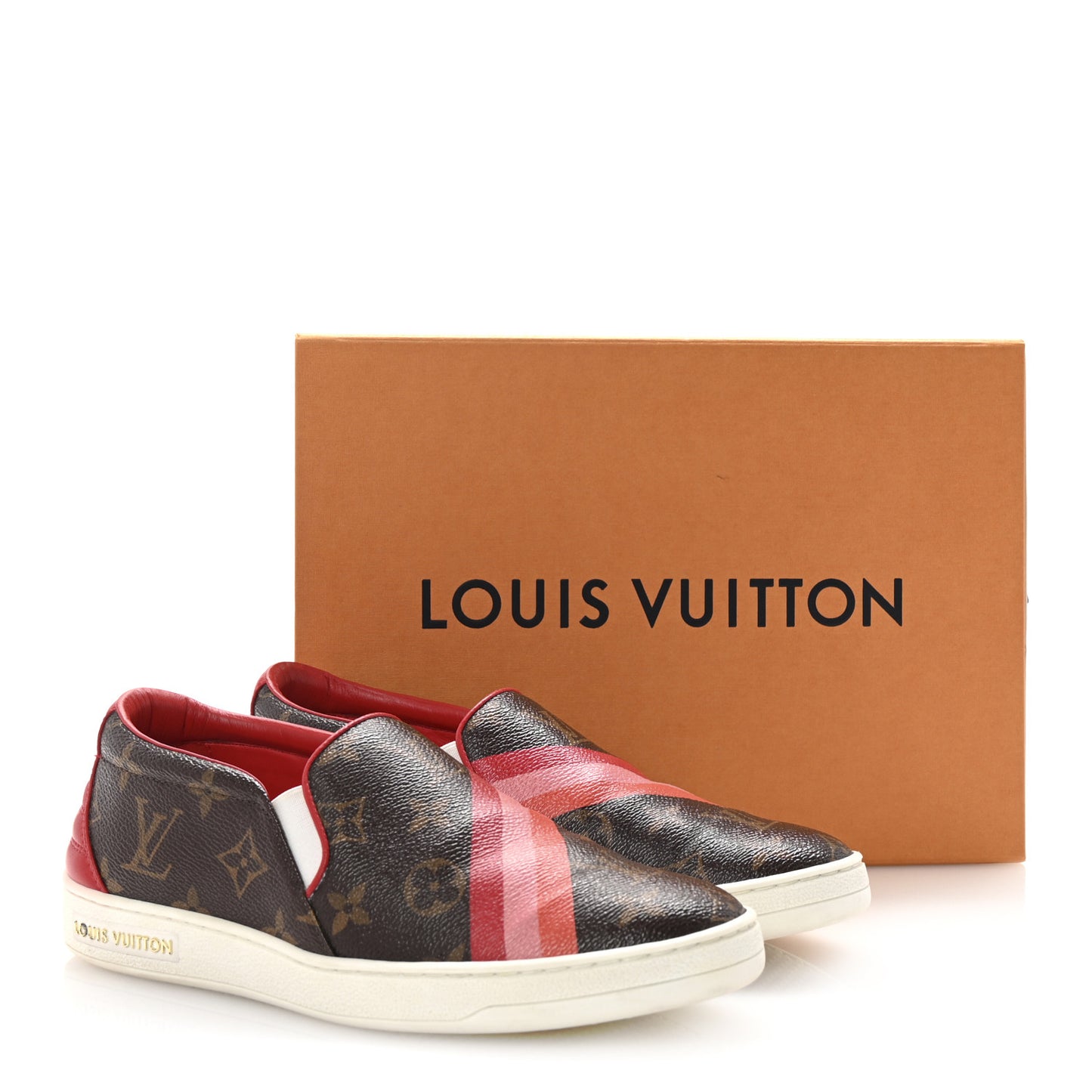 Monogram Frontrow Slip On Sneakers 37 Rouge