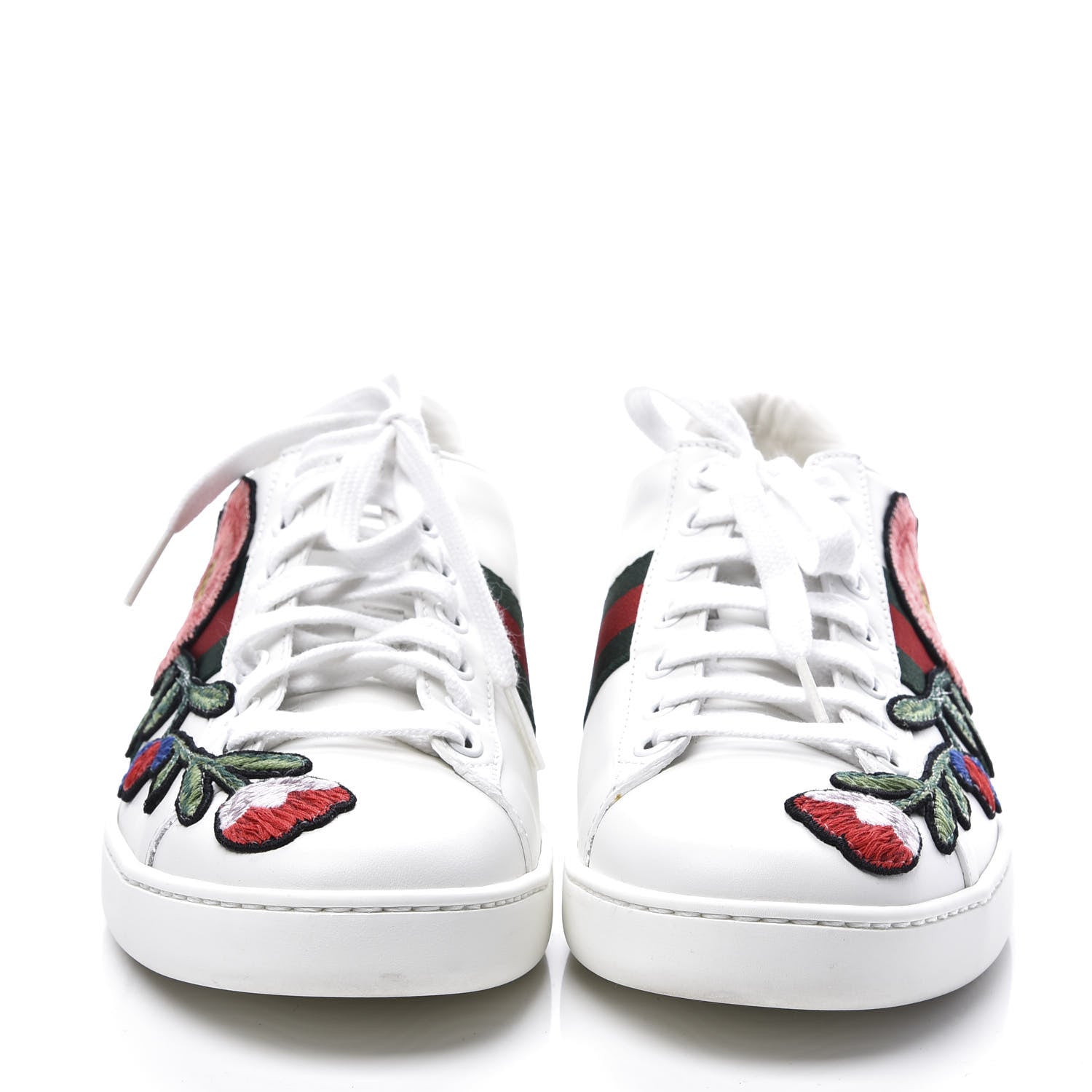 Gucci Calfskin Web Floral Embroidered Womens Ace Sneakers 39 White 2 of 11