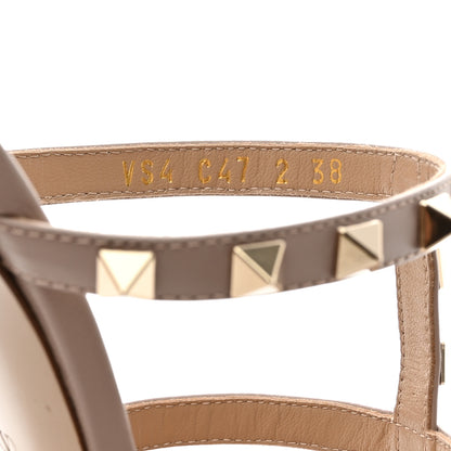 Valentino Garavani Calfskin Rockstud 60mm Caged Slide Sandals 38 Poudre 6 of 9