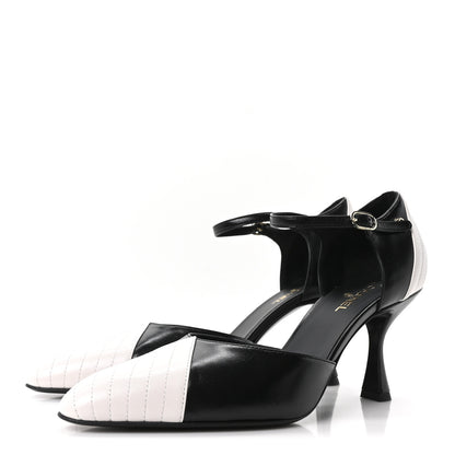 Chanel Lambskin Mary Jane Pumps 39 Black White 4 of 10