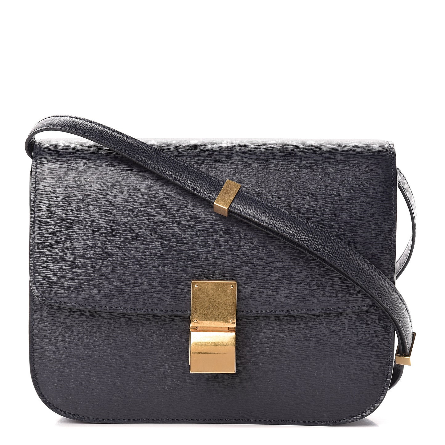 Liege Calfskin Medium Classic Box Flap Bag Dark Blue