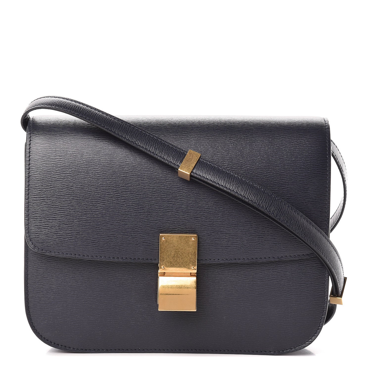 Celine Liege Calfskin Medium Classic Box Flap Bag Dark Blue 1 of 14