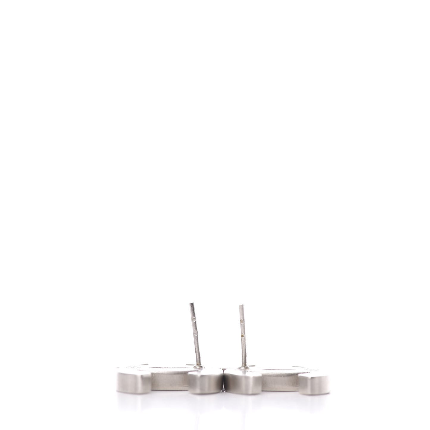 Lambskin CC Earrings Black Silver