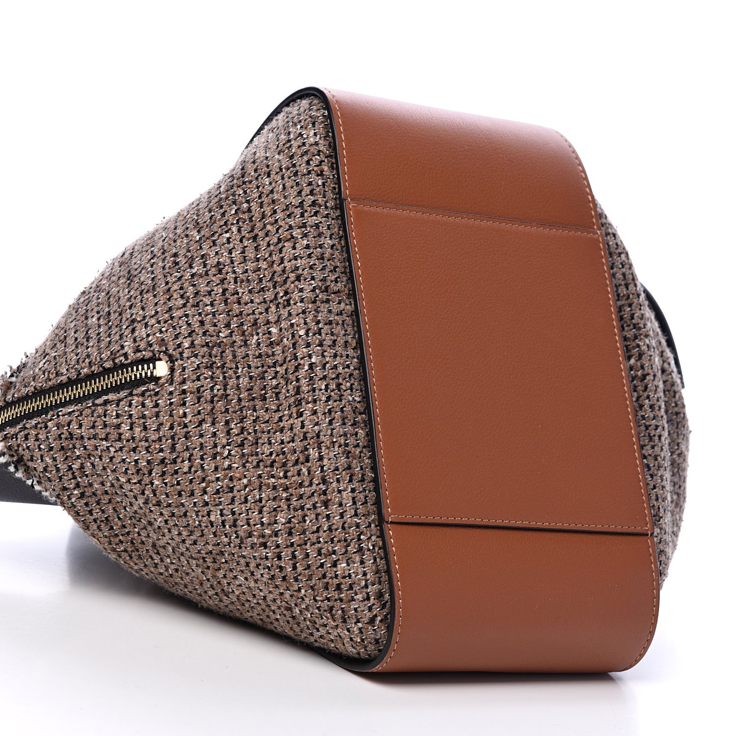 Calfskin Tweed Medium Hammock Shoulder Bag Tan Black