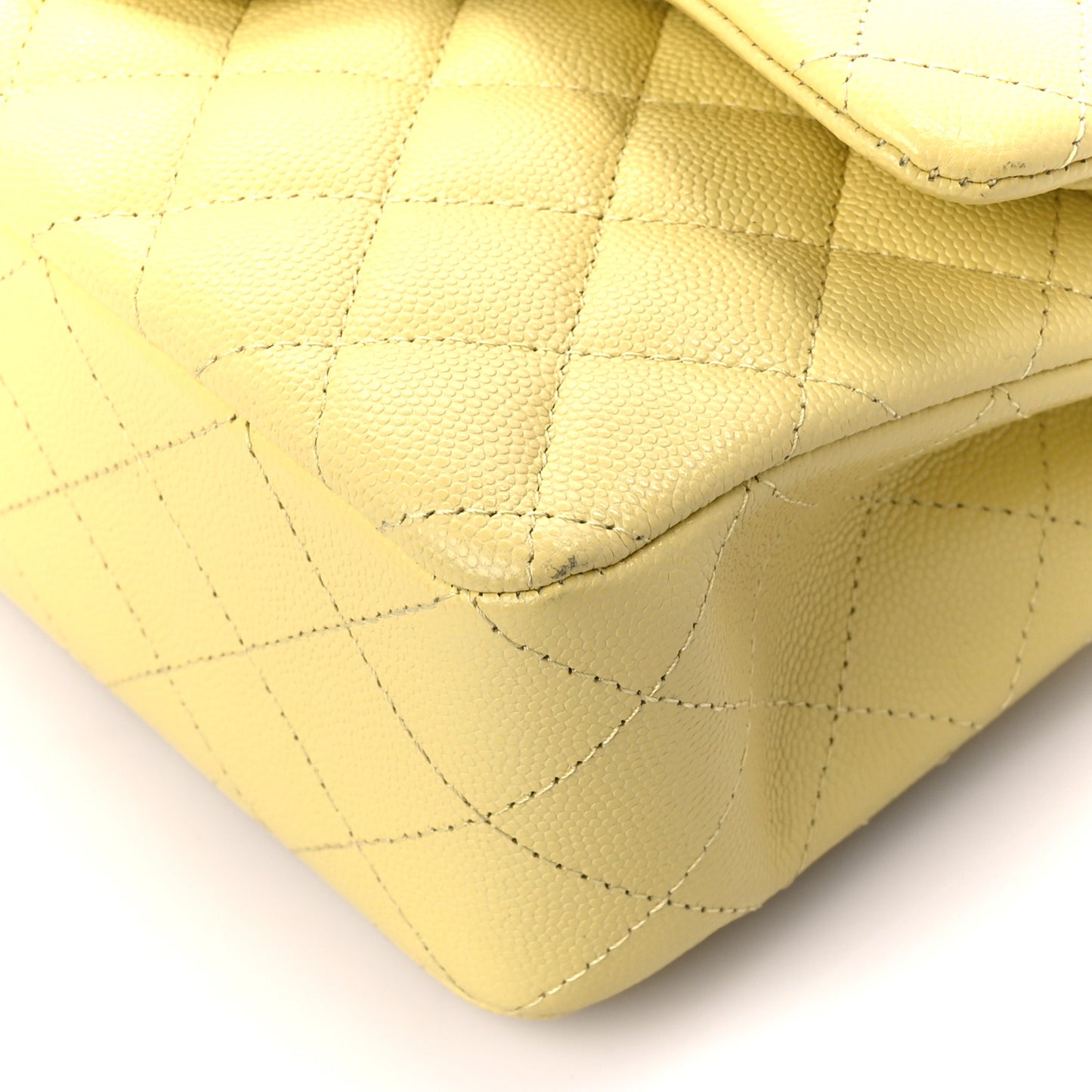 Caviar Quilted Small Double Flap Yellow
