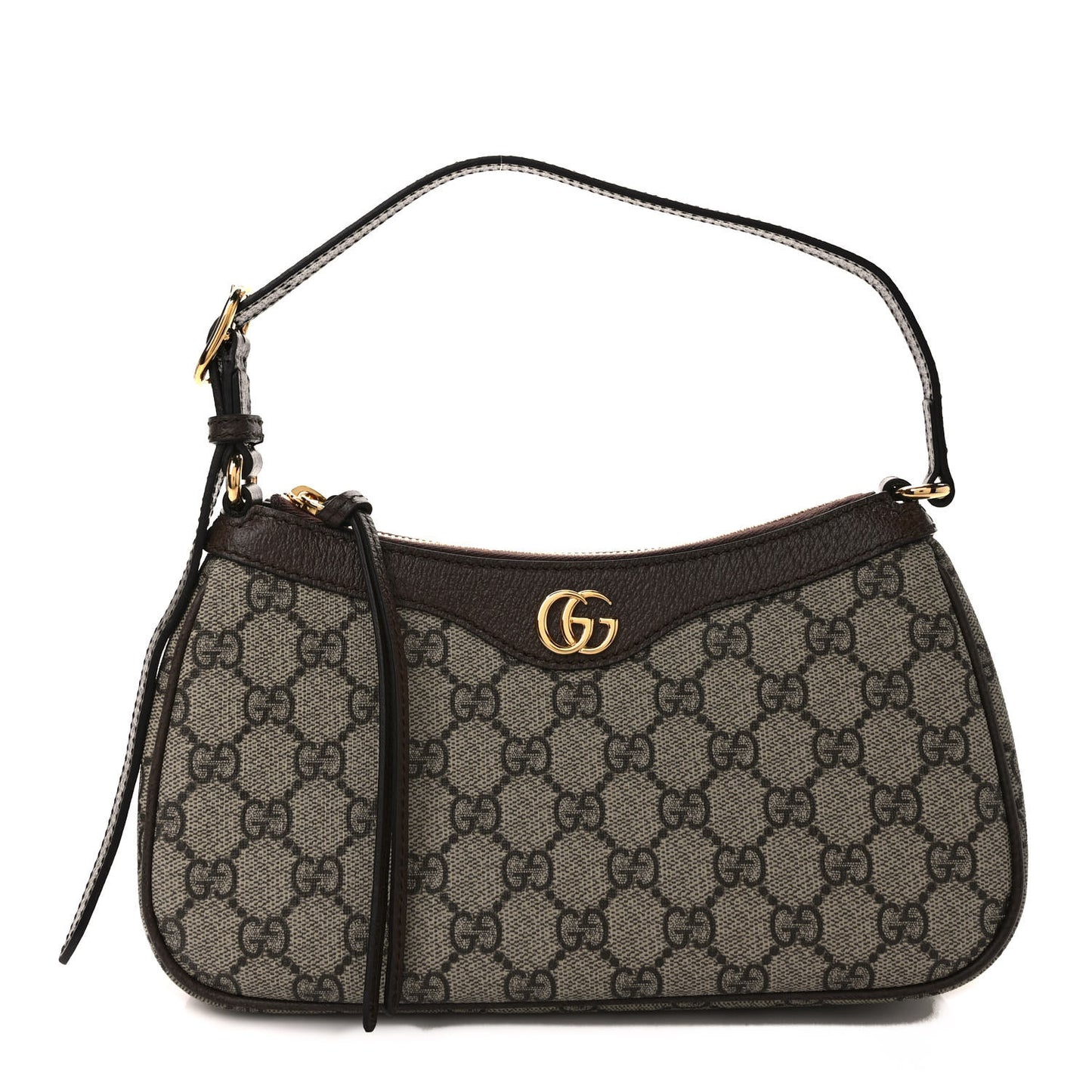 GG Supreme Monogram Textured Dollar Calfskin Small Ophidia Hobo Beige Ebony New Acero