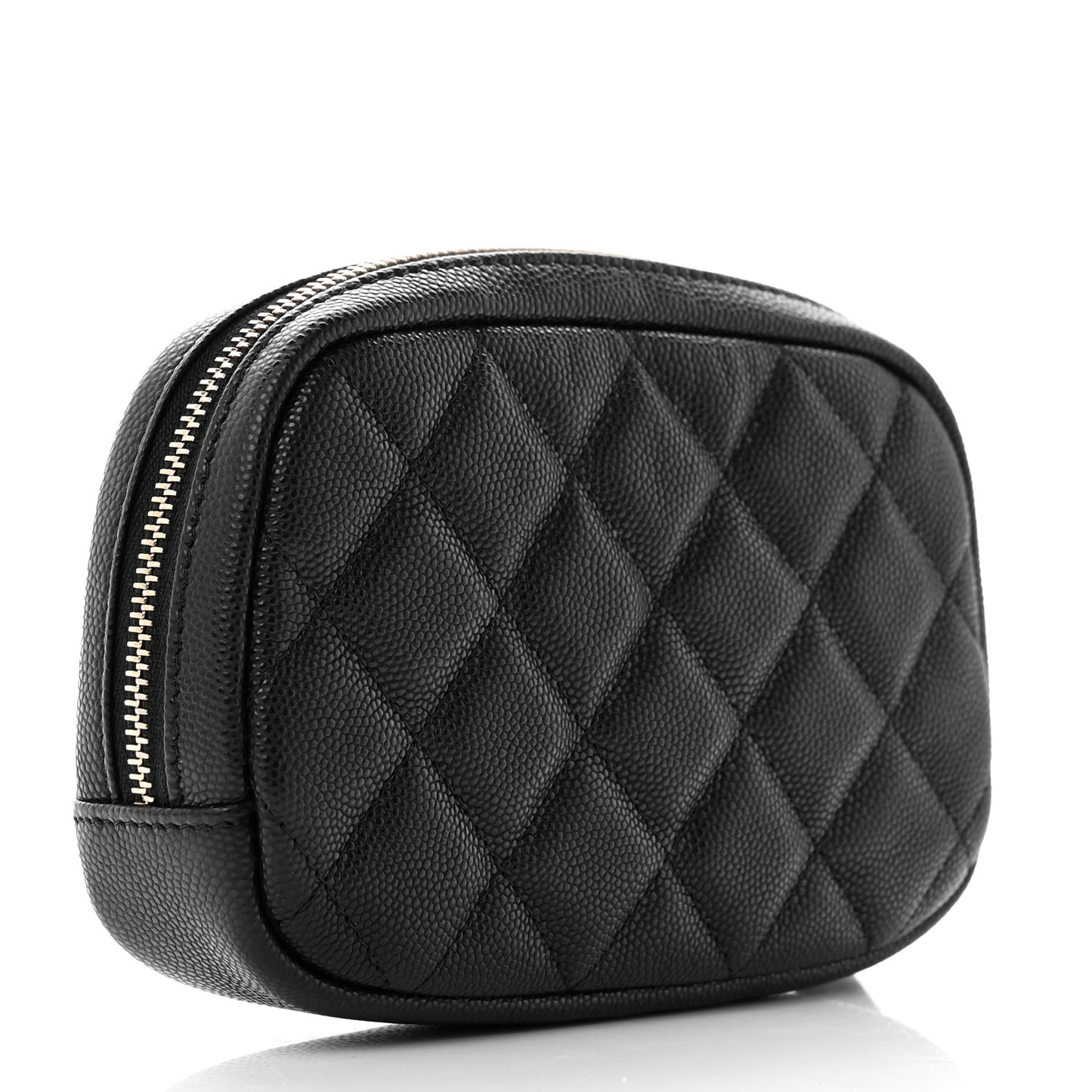 Caviar Quilted Small Curvy Pouch Cosmetic Case Black