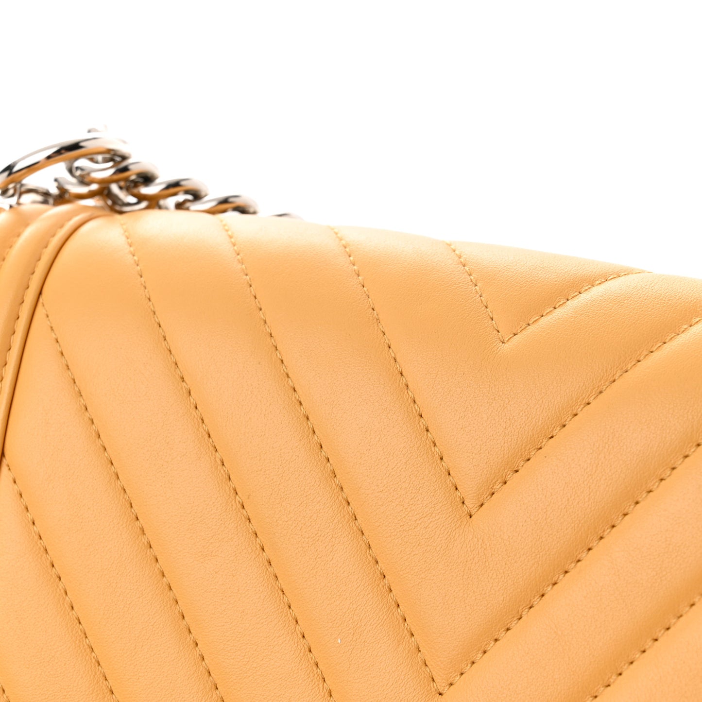 Calfskin Chevron Quilted Medium Boy Flap Yellow