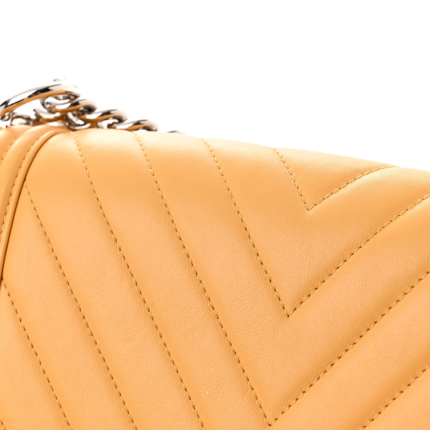 Chanel Calfskin Chevron Quilted Medium Boy Flap Yellow 14 of 15