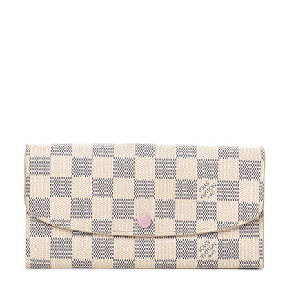 Louis Vuitton Damier Azur Emilie Wallet Rose Ballerine 1 of 8