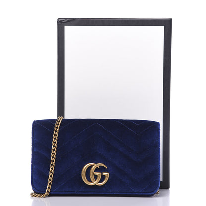 Gucci Velvet Matelasse GG Marmont Mini Bag Cobalt Blue 11 of 11