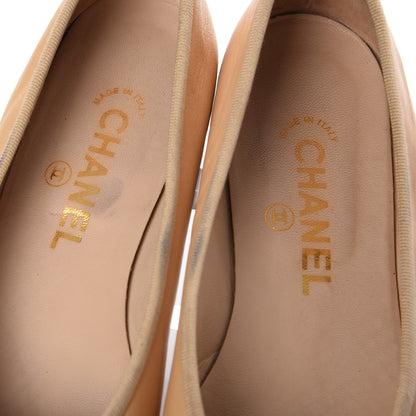 Chanel Lambskin CC Cap Toe Ballerina Flats 38 Beige Black 18 of 18