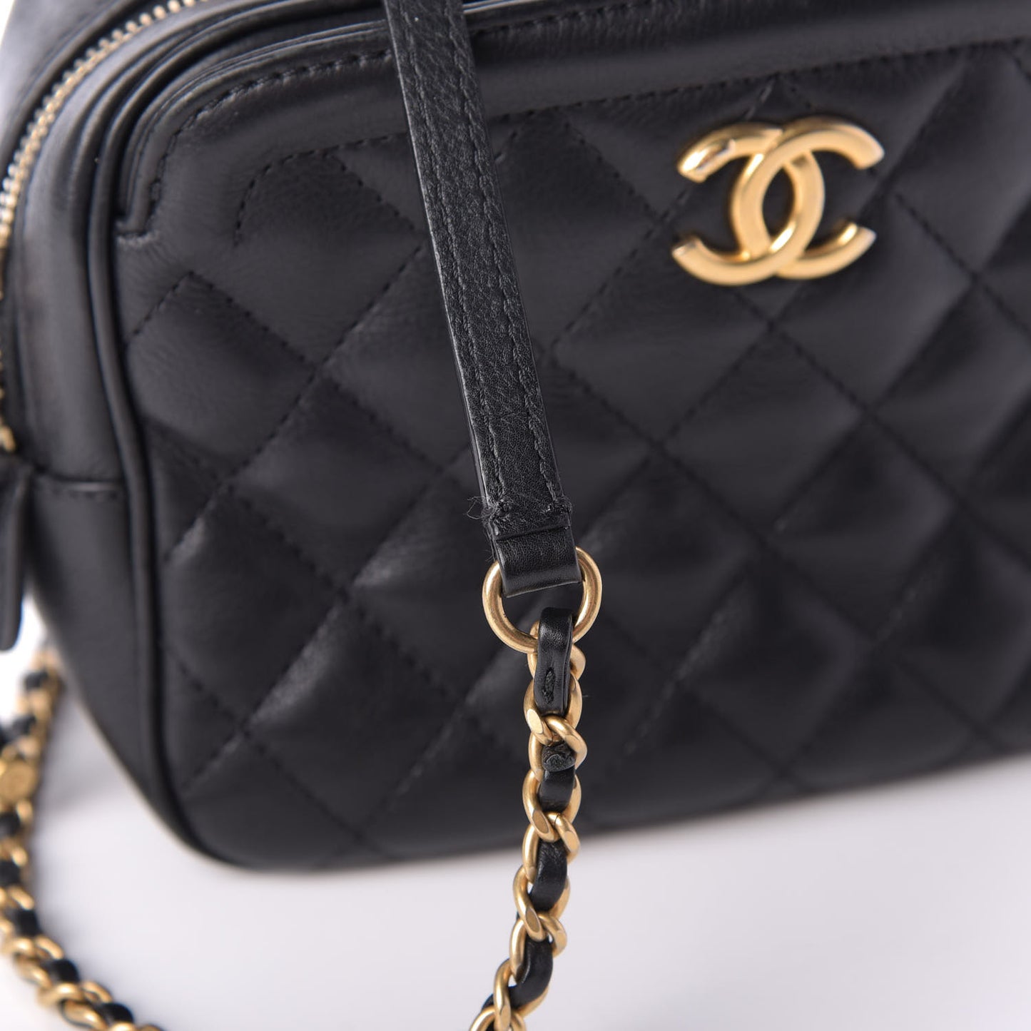 Calfskin Quilted CC Small Vanity Case Black