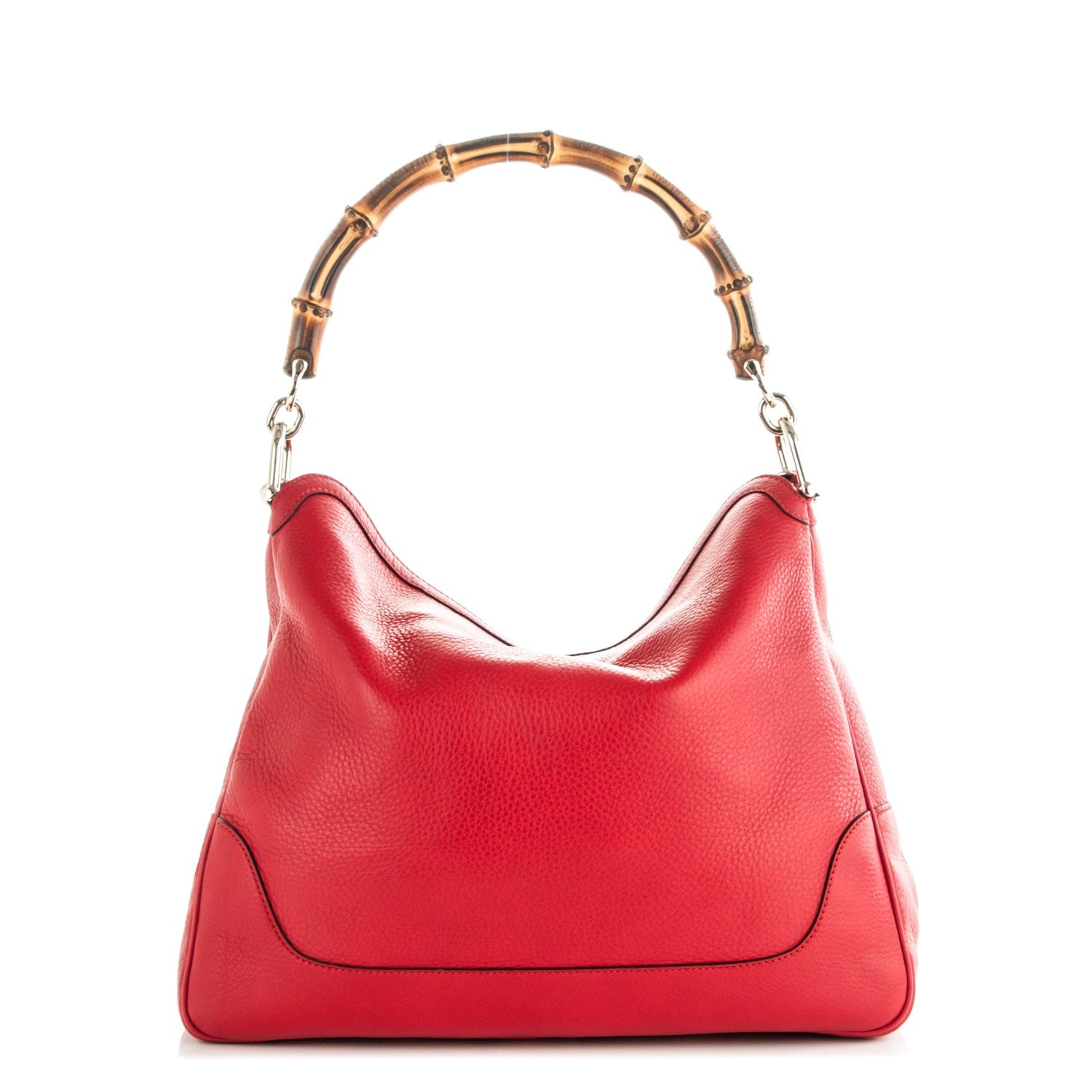 Gucci Pebbled Calfskin Medium Diana Bamboo Shoulder Bag Red 1 of 8