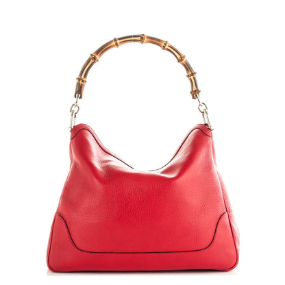 Gucci Pebbled Calfskin Medium Diana Bamboo Shoulder Bag Red 1 of 8