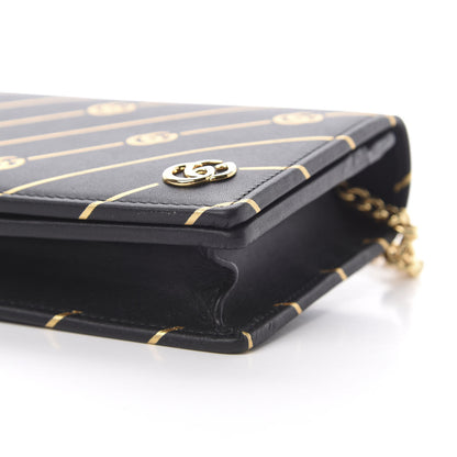 Gucci Calfskin Diagonal GG Mini Chain Wallet Black Gold 9 of 10