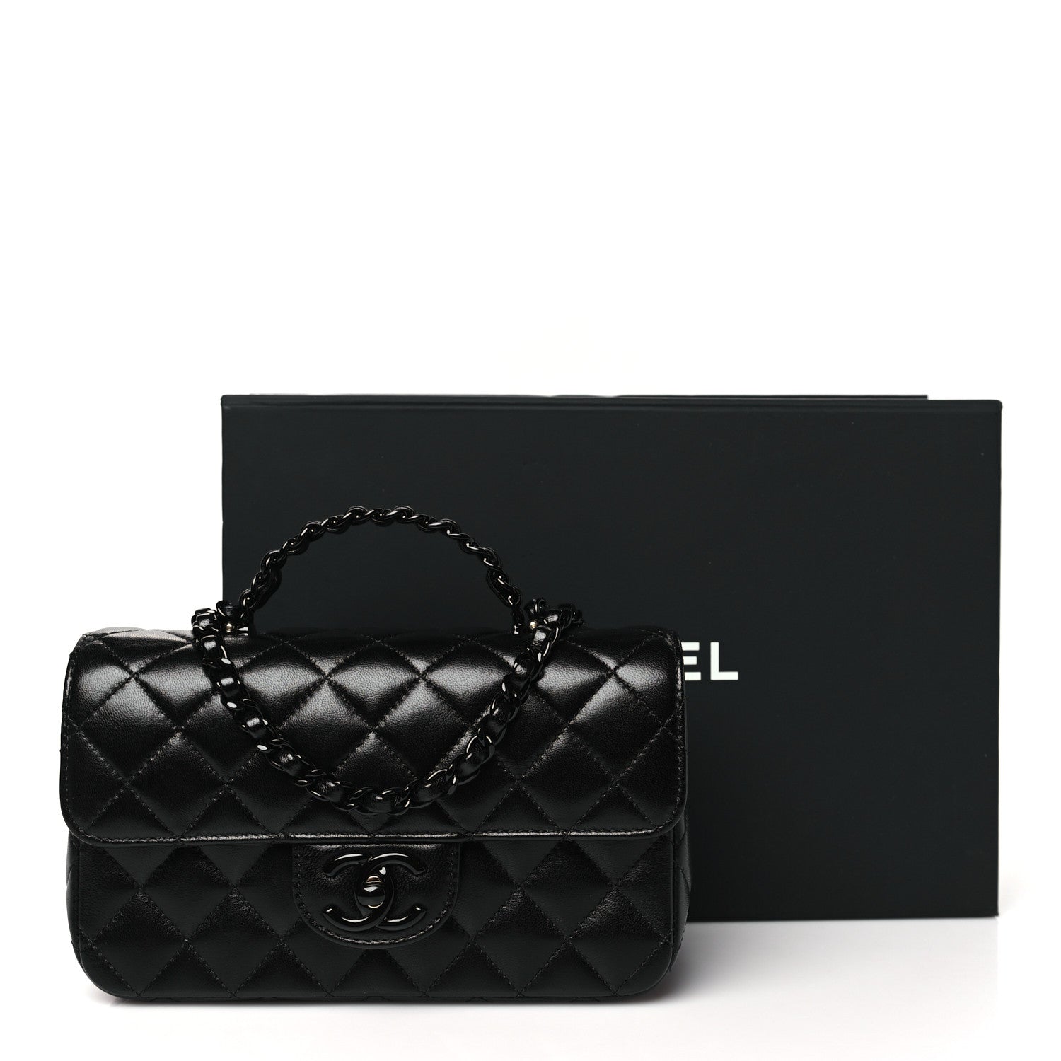 Chanel Lambskin Quilted Small Coco Pop Top Handle Flap So Black 11 of 11