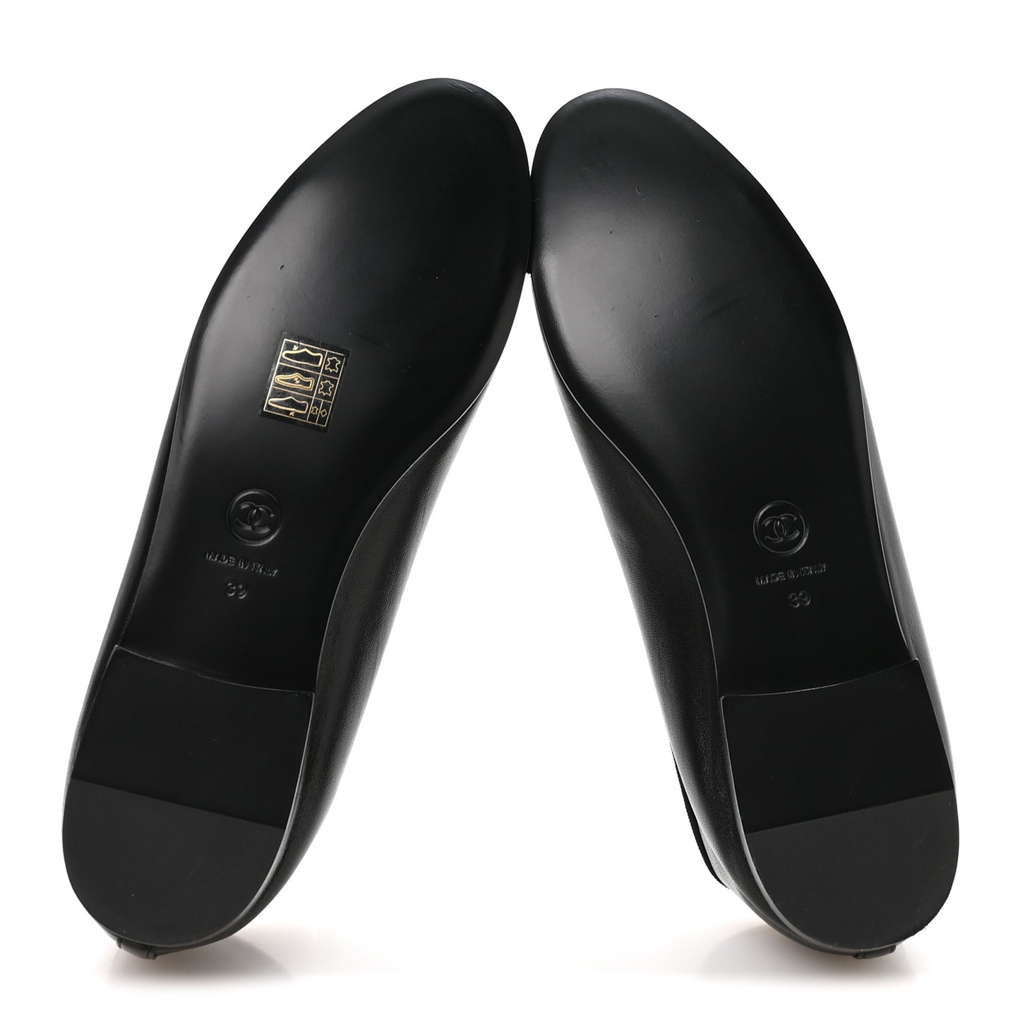 Lambskin Patent Cap Toe Ballerina Flats 39 Black