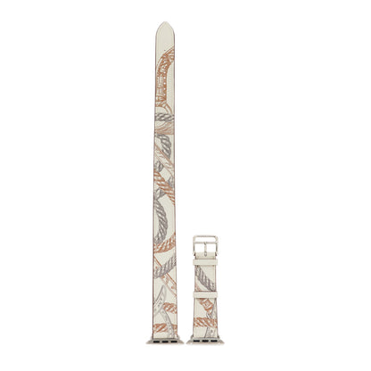 Hermes Swift Della Cavalleria Print 40mm Apple Double Tour Watch Strap White 1 of 5