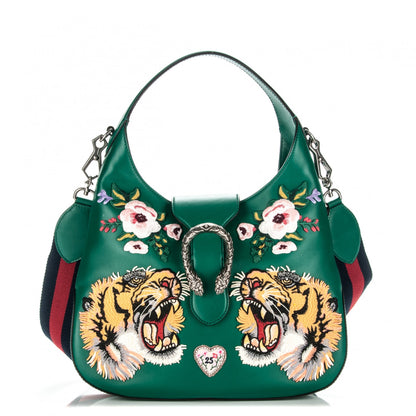 Gucci Calfskin Web Embroidered Small Dionysus Hobo Emerald Green 1 of 7