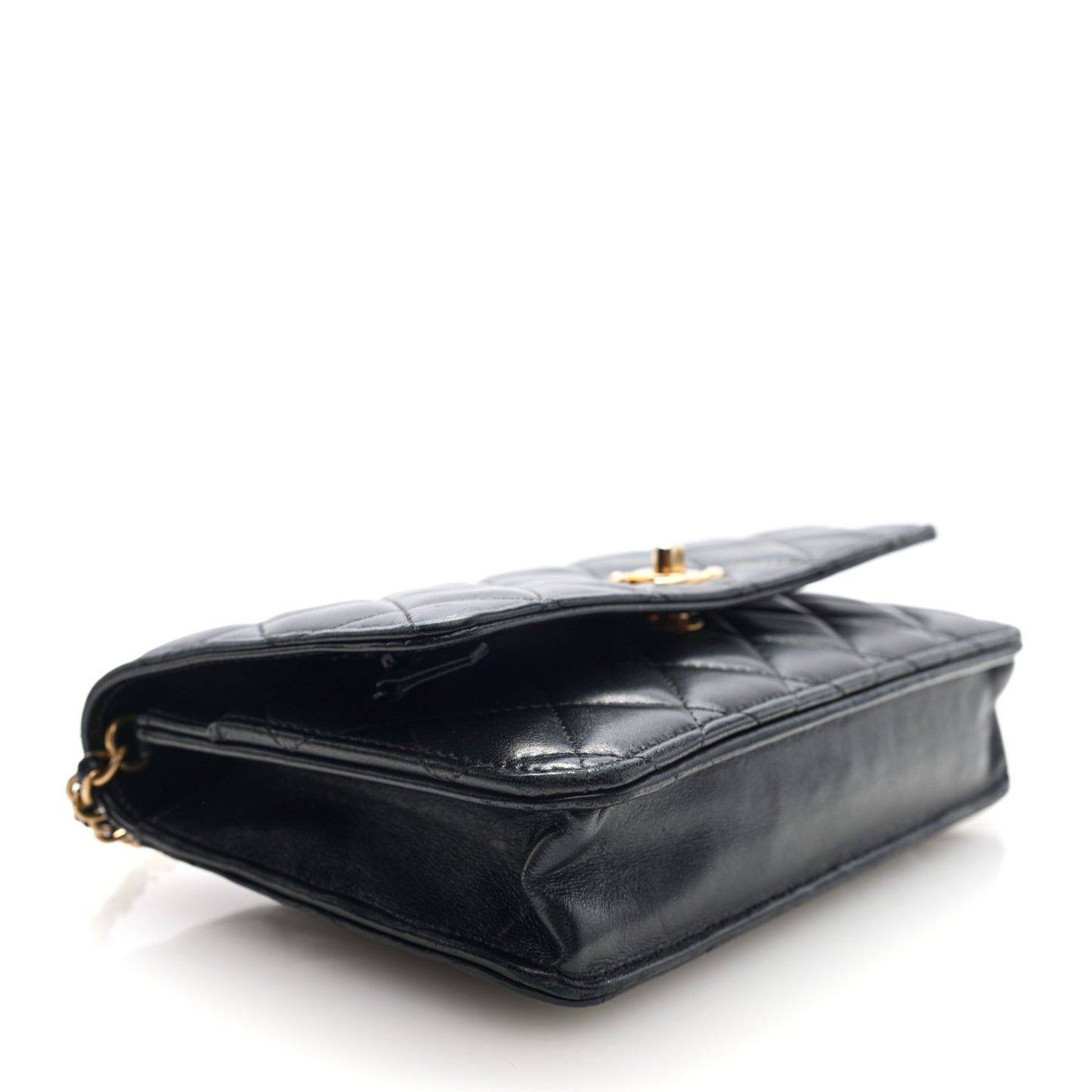 Lambskin Quilted CC Pearl Crush Wallet on Chain WOC Black