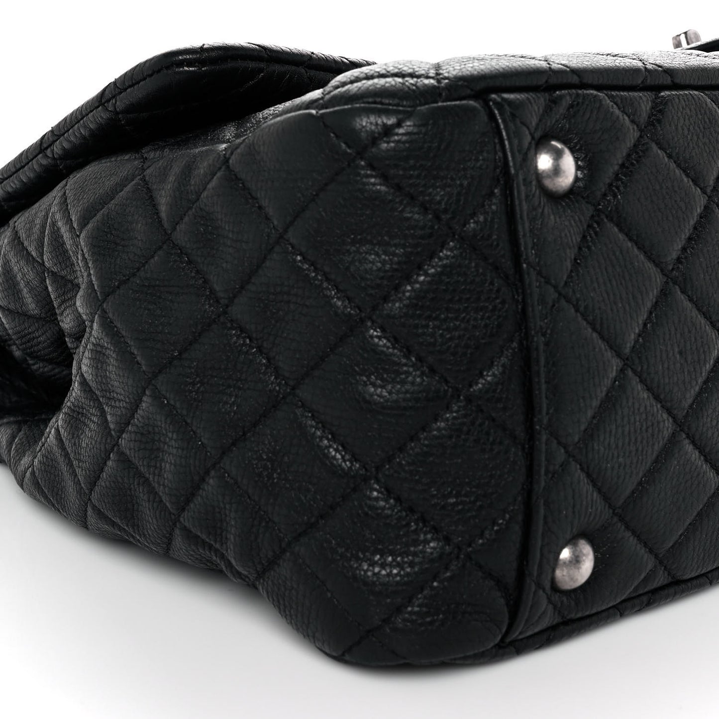 Calfskin Quilted XXL Travel Flap Bag Black