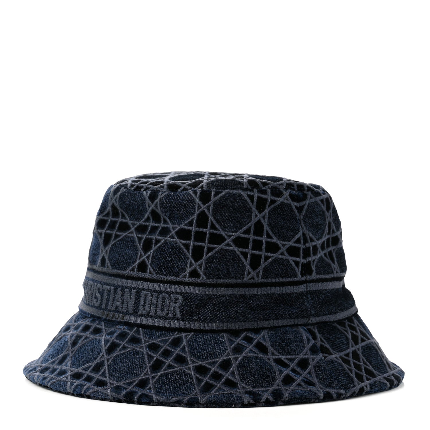 Christian Dior Velvet Cannage Bucket Hat 58 Blue 1 of 8