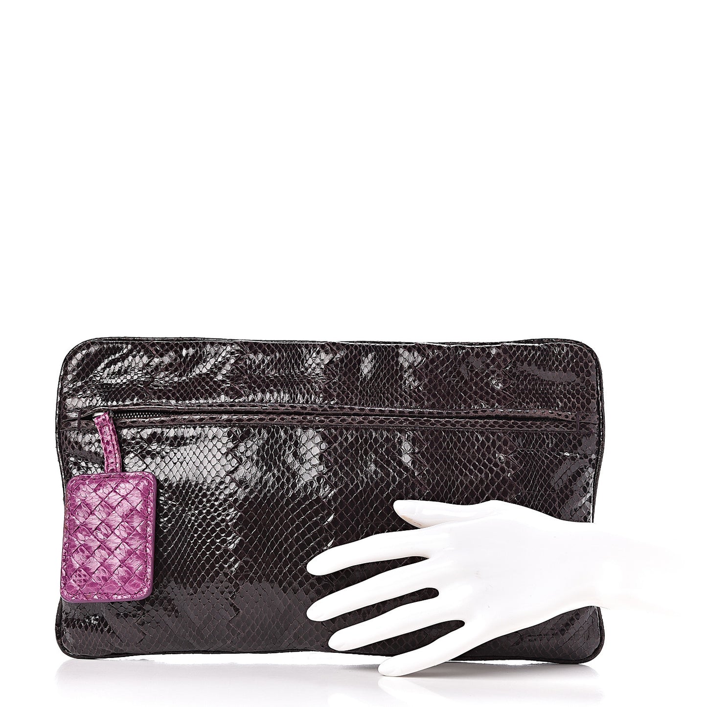 Ayers Snakeskin Flat Clutch Plum