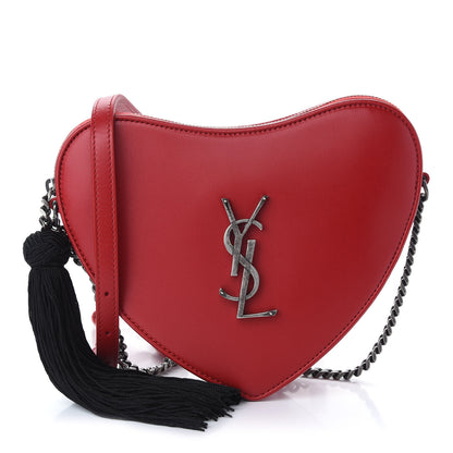 Saint Laurent Calfskin Heart Monogram Crossbody Red 2 of 8