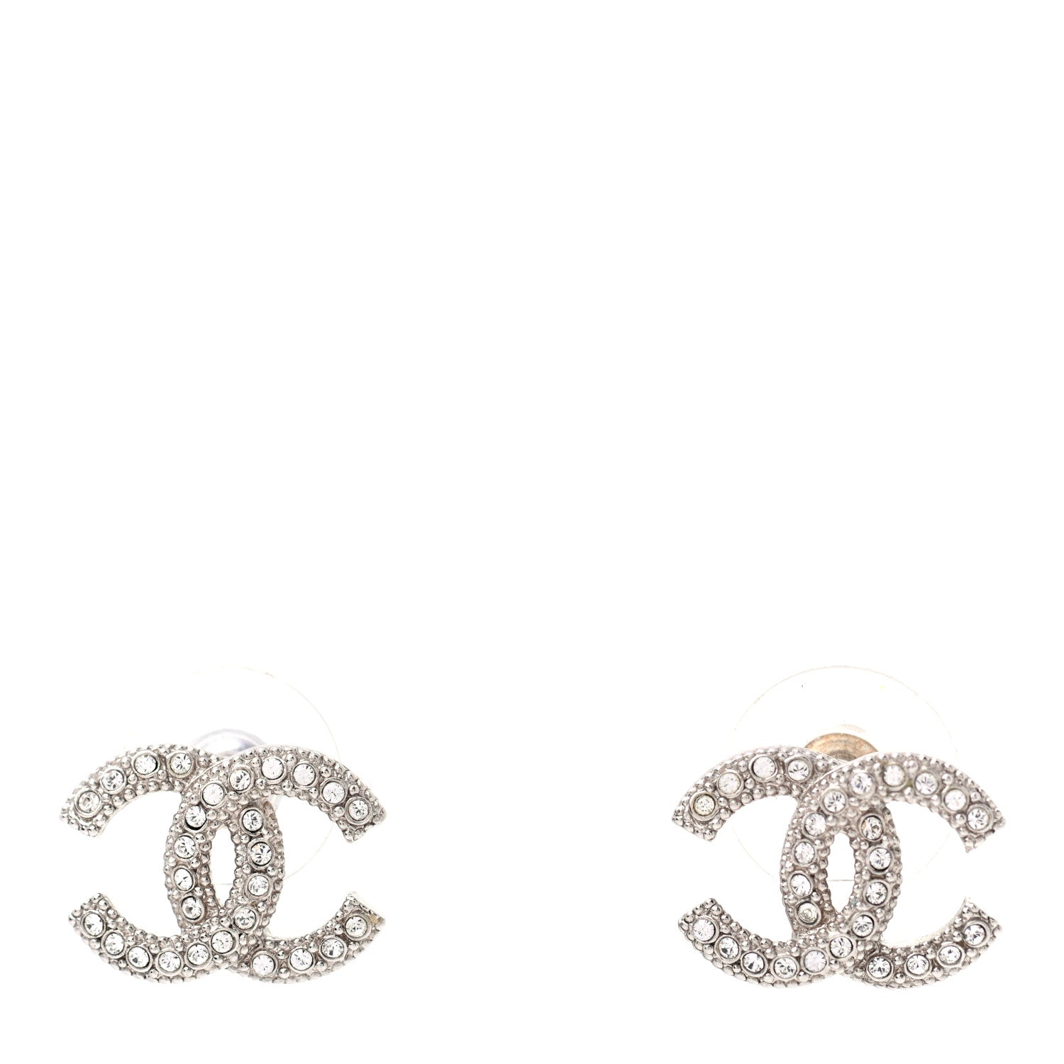 Chanel Crystal CC Coco Flapper Earrings Silver 1 of 4