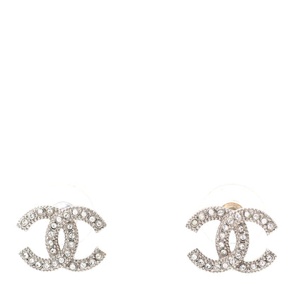 Chanel Crystal CC Coco Flapper Earrings Silver 1 of 4