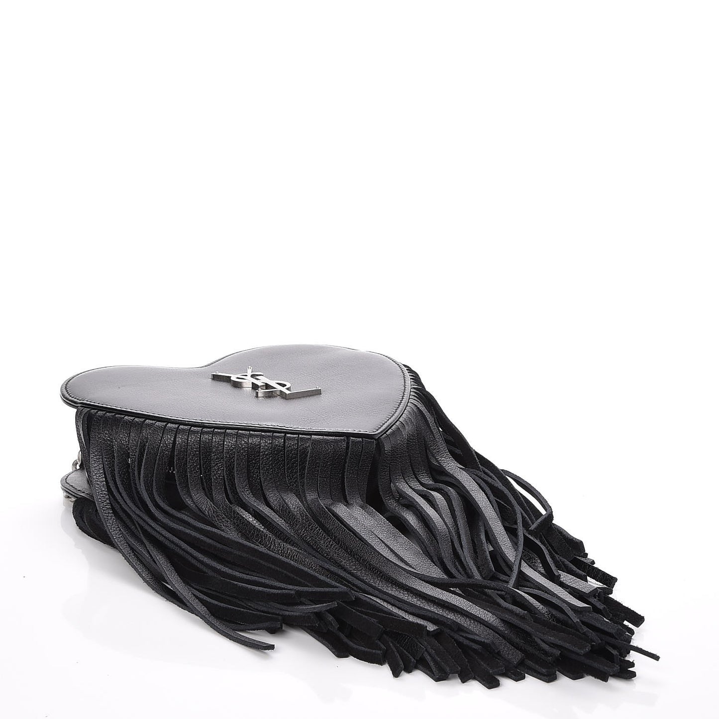 Calfskin Fringe Small Monogram Love Shoulder Bag Black