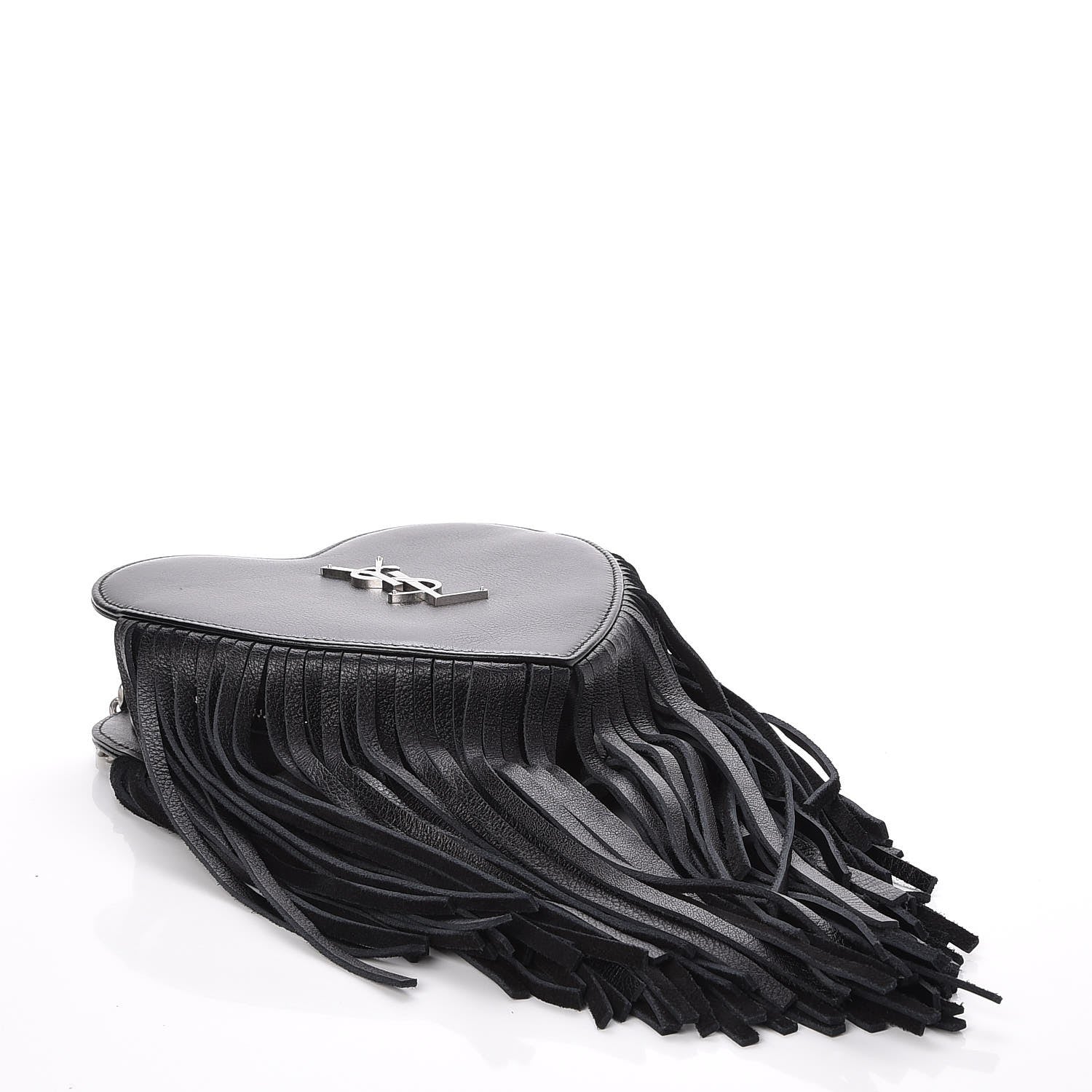 Saint Laurent Calfskin Fringe Small Monogram Love Shoulder Bag Black 4 of 7