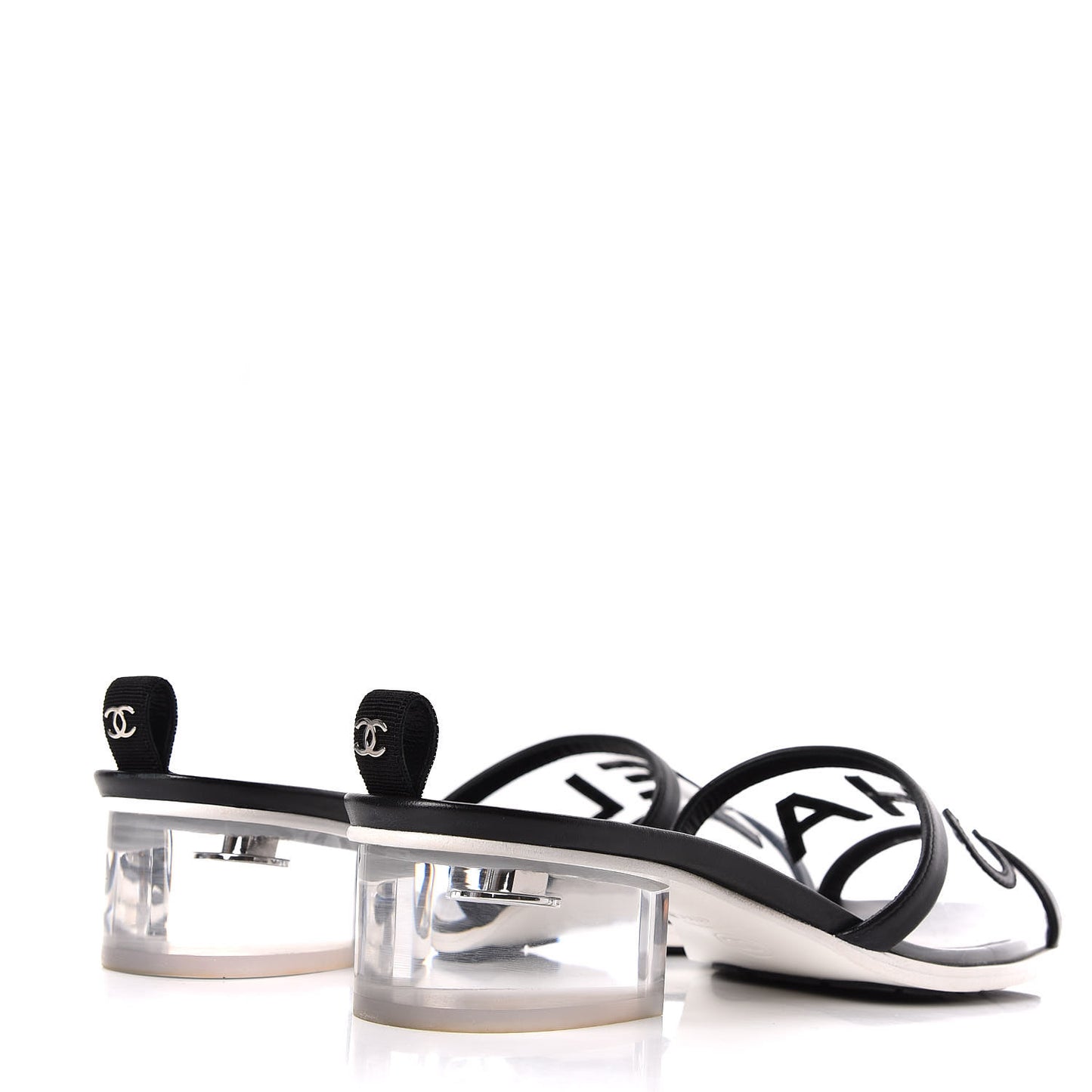 PVC Lambskin Logo Mules 41.5 Black