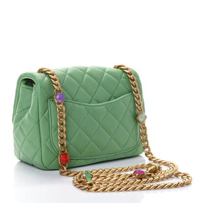 Chanel Lambskin Resin Quilted Mini Pearl Samba Square Flap Green 2 of 4