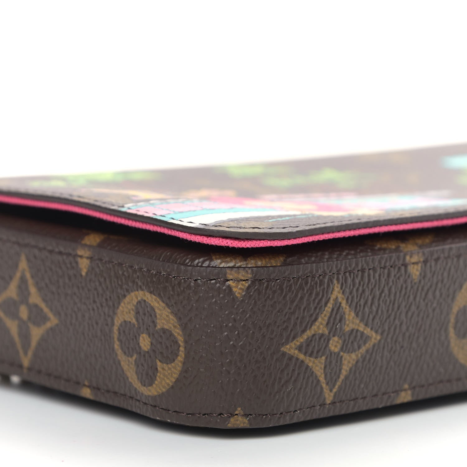 Louis Vuitton Monogram 2021 Christmas Animation Hollywood Pochette Felicie Chain Wallet Fuchsia 9 of 10